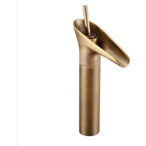 Hot sale bathroom basin water tap waterfall brass antique copper faucet