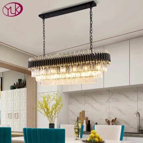 Youlaike Modern Crystal Chandelier For Dining Room Luxury Kitchen Island Hanging Lighting Fixtures Black LED Cristal Lustres