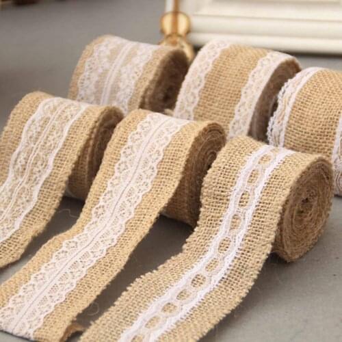 Artistic Jute Burlap Rolls Hessian Ribbon With Lace Vintage Rustic Wedding Decoration Ornament Burlap Wedding Favor Safe Durable