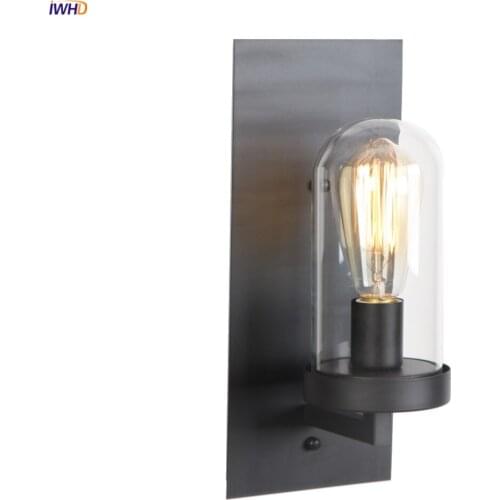 IWHD Loft Decor Industrial Vintage Wall Lamp Bedroom Stair Bathroom Mirror Glass Retro LED Wall Light Sconce Edison Wandlamp
