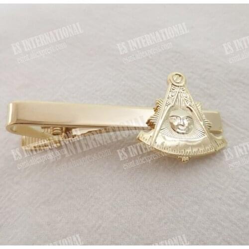 Exquisite Masonic Tie Clip Past Master Gold Color 3D Design Free Masons for gift