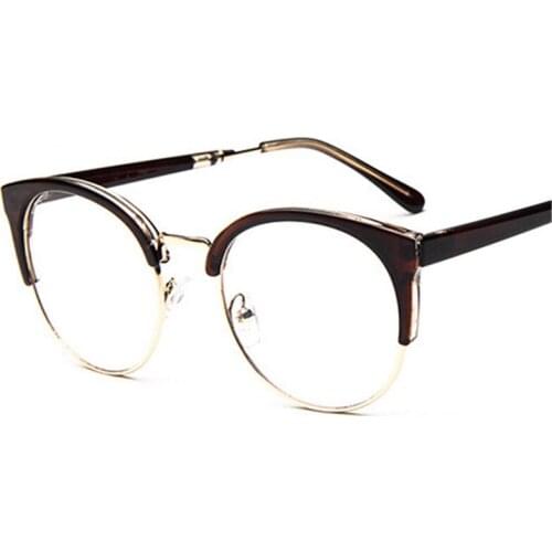 JAXIN Fashion cat eyes half pack glasses women brand design glasses cute sexy retro transparent flat glasses UV400moda mujer2018