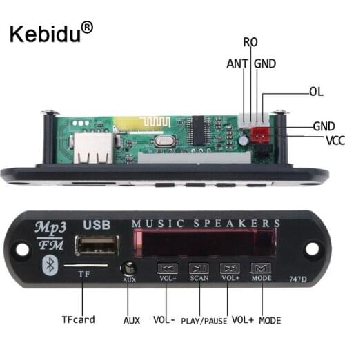 Kebidu Bluetooth 5V 12V MP3 WMA Decoder Board Car Kit MP3 Player Decoder Board FM Radio TF USB 3.5 Mm AUX Audio Receiver