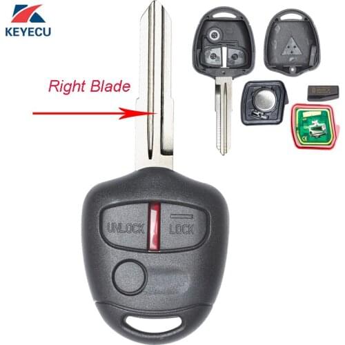 KEYECU Replacement Remote Car Key Fob 3 Button 433MHz 4D61 for Mitsubishi Outlander 2008-2012 Uncut Right Blade