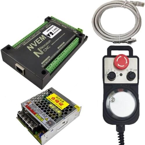 CNC kit mach3 control card NVEM V2.1 200K 3 4 5 6axis motion control system 6-axis emergency stop electronic handwheel DC 75W24V
