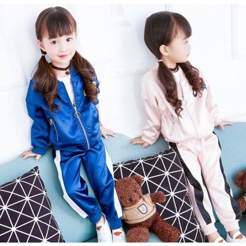 Leisure Letter Love Zipper Cardigan Coat Suit Girls Fall Outfits 2021 Winter New Fashion Girl Suit Jacket + Pants 2pcs/set