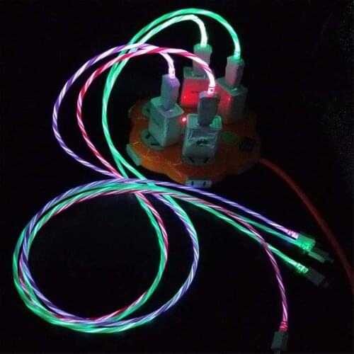 Flashing Lighting Sync Data Charging Mobile Phone Luminous Fast Charger Micro USB Type C Charger Cable for Iphone Huawei Android
