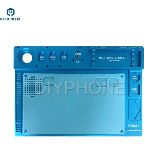 Microscope Fixed Base Integrated Multifuctional Aluminum Alloy Mat Phone PCB Repair Pad With Welding Workbench Rubber Accessory