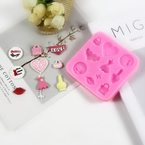 Mini skirt shoe bag love silicone mold turn sugar chocolate cake decoration super light clay glue DIY