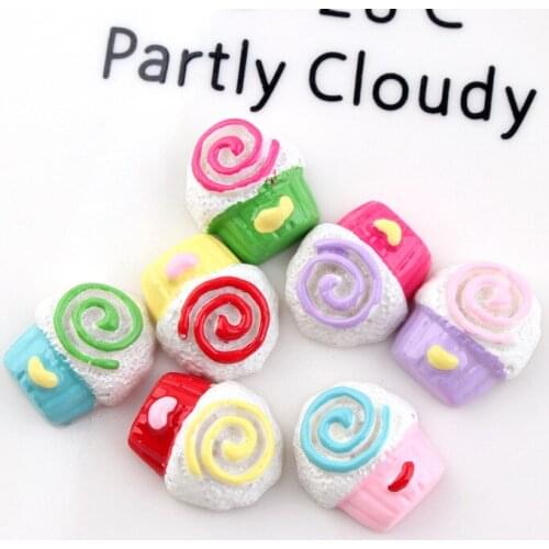 Mini order 20pcs 1417mm Kawaii Sweet Cupcake shape Flatback Cameo Patch Sticker Embellishments Scrapbooking Beading Material