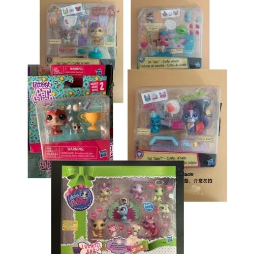Hasbro LPS Littlest Pet Shop Toys Mini Q Version Pet Shop Cat Dog Animals Dolls Hand Made Pets Model Toy Ornaments Girls Gift
