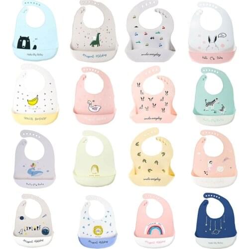 Reusable Waterproof Baby Bib Food Grade Silicone Infant Meal Pouch Easily Wipe Q9QB