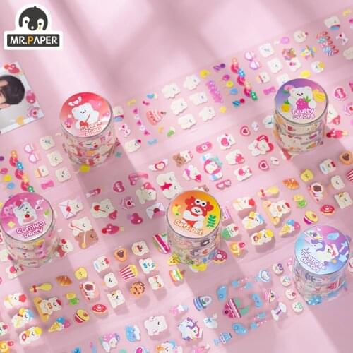 Mr.Paper 8 Design Bear Garden Party Series Ins Style Creative Cute Paper Tape Decoration Handbook DIY Material Laser Sticker