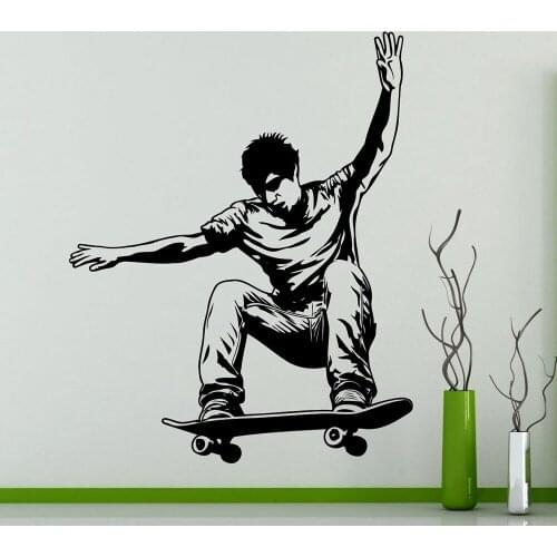Skateboarding Skateboarder Wall Sticker Skater Extreme Sports Vinyl Wall Decals Home Interior Bedroom Decoration Mural X648
