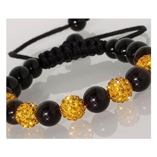 Hr34le 10mm Hot White Micro Pave Disco Ball Beads Bangles black resin pearl Bracelet jewelry crystal