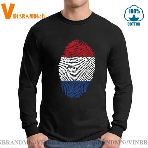 Patriotic heart Tee shirt Casual Top Tee Comic Netherland Flag Fingerprint T shirt Retro Vintage Holland Thumbprint Men T-shirt