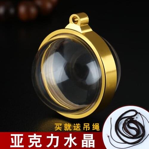 Transparent Acrylic Round Spherical Crystal Gawu Box Necklace Waterproof Pendant Can Be Loaded With Rope