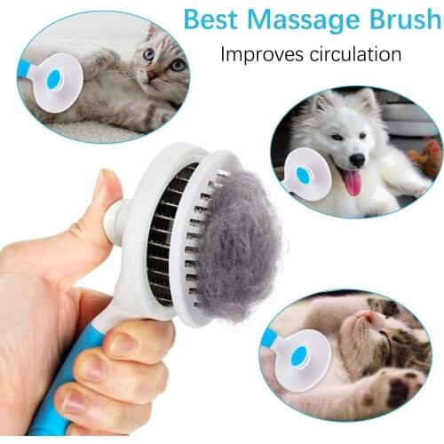 Self Cleaning Slicker Brush for Dog and Cat Removes Undercoat Tangled Hair Massages Particle Pet Comb Improves Circulation