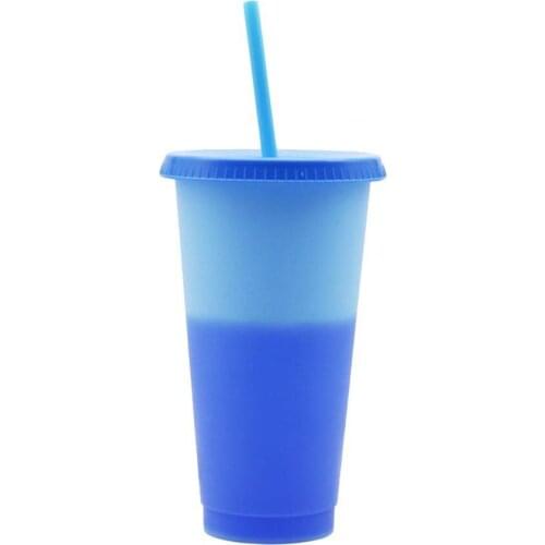 720ml Tumbler Discoloration Water Cup Fixed Ring Heat Insulation No Odor Color Changing Cold Cup with Lid Straw