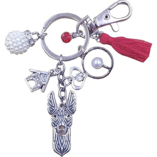 Cirneco dell'Etna Dog Animal Unique Handbag Pendant New Keychain Key Ring Pet Tassels Antique Bohemian Women Men Jewelry K195