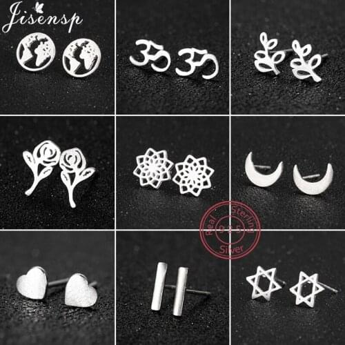 925 Sterling Silver Jewelry Earings Fashion Mandala Flower Stud Earrings for Women Mini Geometric Earing Daily Wear Accessories