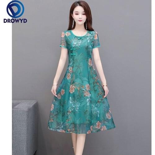 Vintage Print Women Summer Dress 2021 Casual O-neck Short Sleeve A-line Cotton Linen Beach Midi Dresses Bodycon Party Vestidos