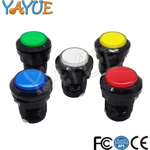 1pcs 32mm 12V LED Illuminated Arcade Buttons Black Circle Push Button with Switch for Arcade Part Replace