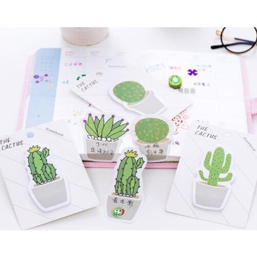 1pcs Cactus Sticky Notes Kawaii Memo Sheets Cute Stationery Novelty Memo Pad Student Planner Stickers Office School Supplies