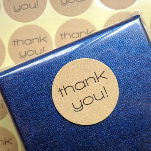 120pcs Thank You Sticker DIY Paper Label Candy Paper Tags Adhesive Gift Round Kraft Paper Sticker Party Favor Party Decoration