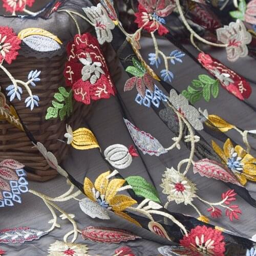 LASUI 2018 High-End 2 yards/1 lot Heavy embroidery Plant Flowers mesh lace fabric for DIY skirt dress fashion fabric X0318