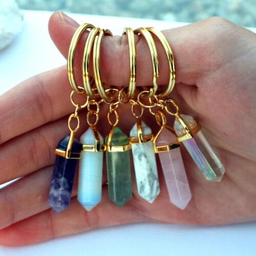 2018 KBJW Original Nature Stone Pendant Keychain Fashion 1pcs Unisex Jewelry Accessories Keyrings