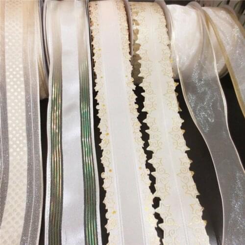 4.0cm Beige Fancy Green Onion Printing with Wire Ribbon Gift Package Decoration with Gift Box Snow Ribbon Christmas Ribbon 276