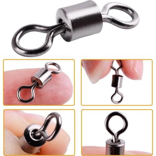 50/100pcs Bearing Swivel Fishing Connector 1#-14# Barrel Rolling Solid Rings For Fishhook Lure Link Fishing Accessories Box