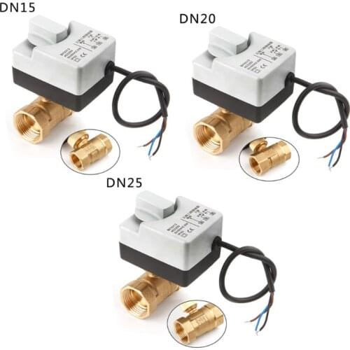 AC220V DN15 DN20 DN25 2 Way 3 Wires Brass Motorized Ball Valve Electric Actuato With Manual Switch