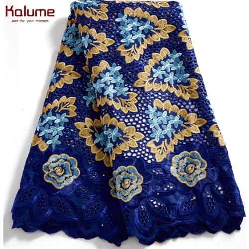 Kalume African Hole Lace Fabric Stone Swiss White Nigerian Lace Fabric High Quality Voile Cotton Lace Fabric For Diy Dress H2526