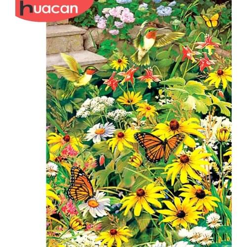 HUACAN 5d Diy Diamond Painting Flower Daisy Home Decor Diamond Embroidery Mosaic Floral Butterfly Wall Stickers