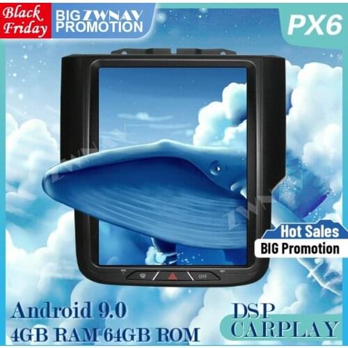 Tesla Style Android 9.0 Car Multimedia player For Dodge RAM 1500 2500 3500 2014 2015 2016-2018 Audio Radio Stereo GPS Head Unit