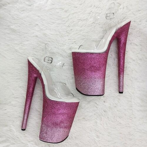 Leecabe 23CM/9inches colorful Platform Sexy High Heels Sandals Pole Dance shoes