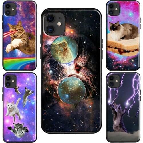 Cat in Space Case For iPhone 11 Pro Max XS X XR 6S 7 8 Plus SE 2020 For iPhone 12 Pro Max mini Coque