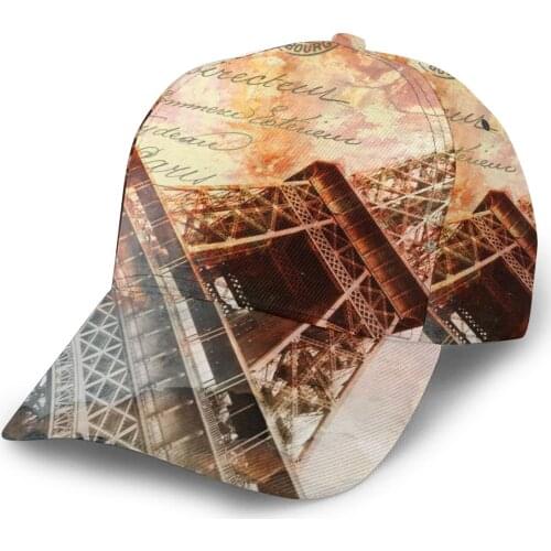 CINESSD 2020 Summer New Unisex Outdoor Sport Sunscreen Baseball Hat Running Visor Cap Watercolor Eiffel Tower Stamps