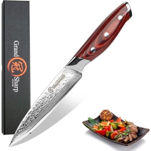 Damascus kitchen knives utility knife 5 inch vg10 Japanese Damascus steel chef cooking tools kitchenware wooden handle gadgets