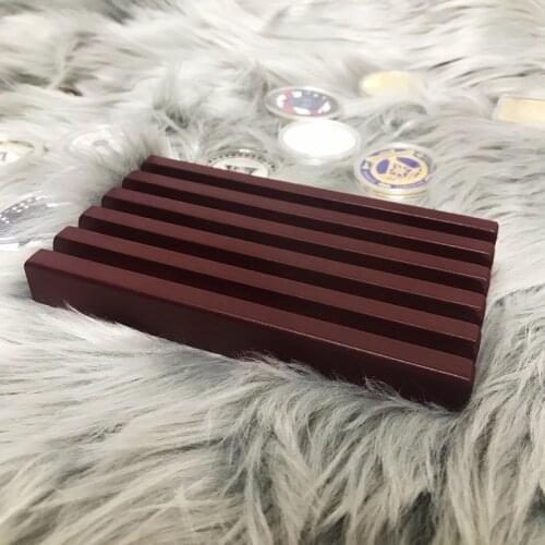 4 Rows Coin Holder, US Army Military Collectible Challenge Coin Display Case Wood Stand, Holds 12-16 Coins Home Desk Decor Gift