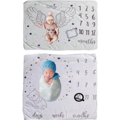 Baby Blanket Soft Flannel Photography Monthly Photo Newborn Milestone Crawling Q1FE