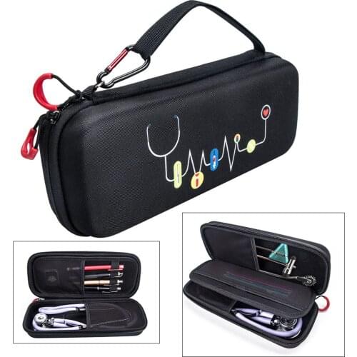 Double Layer Hard EVA Portable Stethoscope Carrying Case Bag Pouch Cover for 3M Littmann /MDF/ADC/Omron and Other Accessories