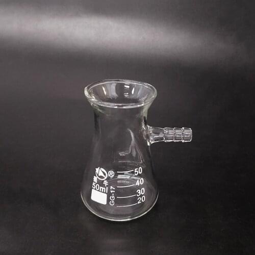 Filtering flask wide spout with graduations,Capacity 50ml,Triangle flask with tubules,Filter Erlenmeyer bottle