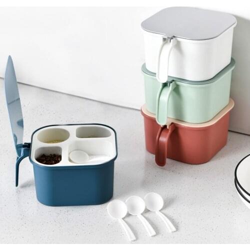 Seasoning Box Four Grids One Condiment Sugar Bowl Salt Bowl Storage Box Set Combination Kitchen Supplies Household Daquan