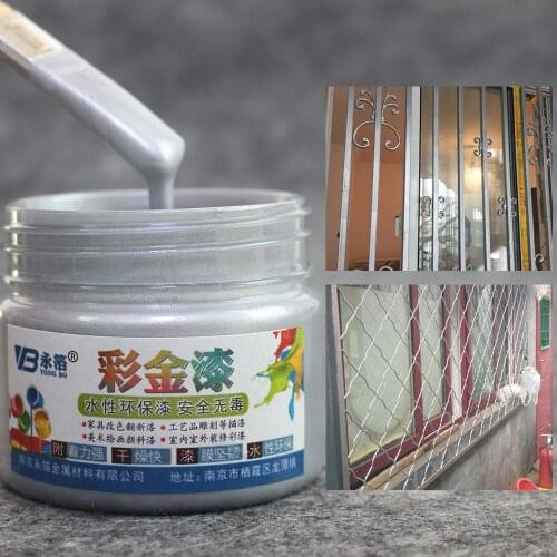 Sliver Paint Metal Lacquer Wood Varnish Acrylic Paint Coating Quick-drying Anti-rust for Furniture Car Statuary Coloring 100g