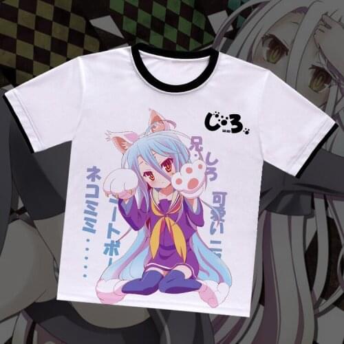 No game no life Shiro O-Neck T-shirt anime short-sleeved T-shirt summer cosplay