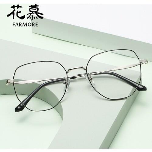 Box retro titanium alloy metal black frame blue film plate full frame silver frame large face flat mirror
