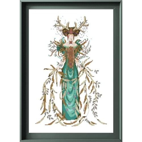 Cathedral Woods Goddess cross stitch kit beads pattern design 18ct 14ct 11ct white counted canvas embroidery DIY needlework